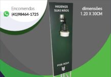 Empresa de Curitiba fabrica totem higienizador álcool gel personalizado
